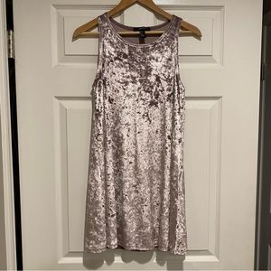 Crushed Velvet Tank Top Dress - Silver Dusty Mauve